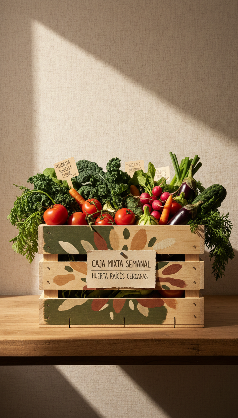 Caja mixta huerta de temporada, Raíces Cercanas